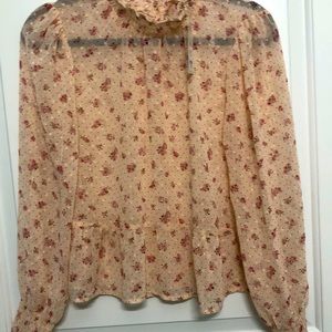 Cream flower sprin blouse